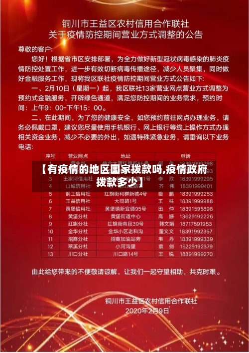 【有疫情的地区国家拨款吗,疫情政府拨款多少】