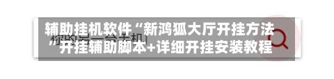 辅助挂机软件“新鸿狐大厅开挂方法”开挂辅助脚本+详细开挂安装教程-第2张图片