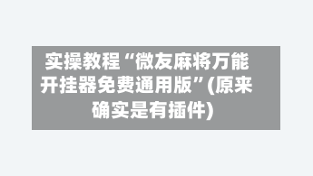 实操教程“微友麻将万能开挂器免费通用版	”(原来确实是有插件)-第2张图片
