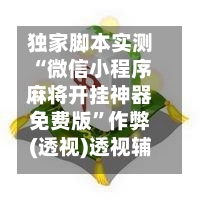 独家脚本实测“微信小程序麻将开挂神器免费版”作弊(透视)透视辅助-第3张图片