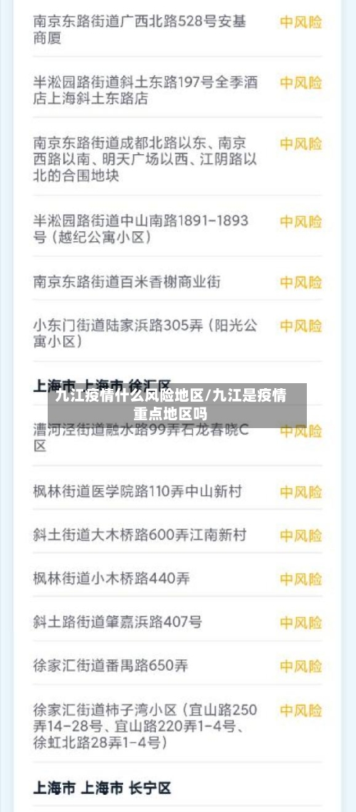 九江疫情什么风险地区/九江是疫情重点地区吗