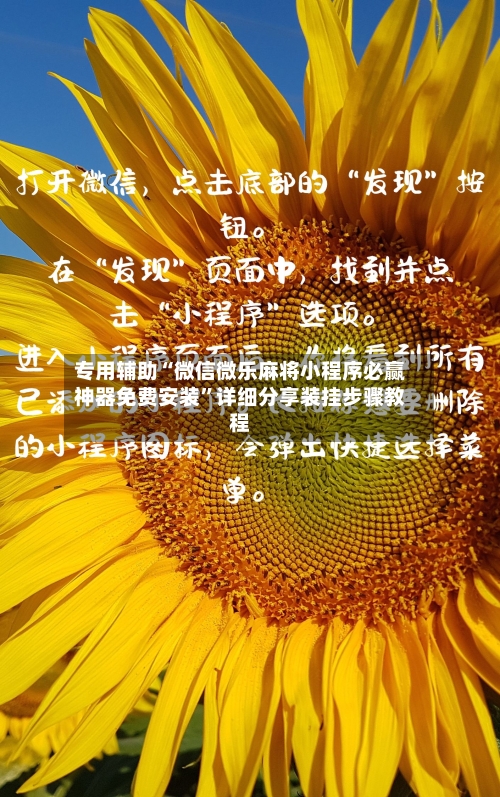 专用辅助“微信微乐麻将小程序必赢神器免费安装”详细分享装挂步骤教程