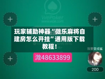 玩家辅助神器“微乐麻将自建房怎么开挂”通用版下载教程！-第3张图片