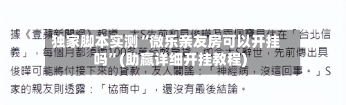 独家脚本实测“微乐亲友房可以开挂吗”(助赢详细开挂教程)-第2张图片