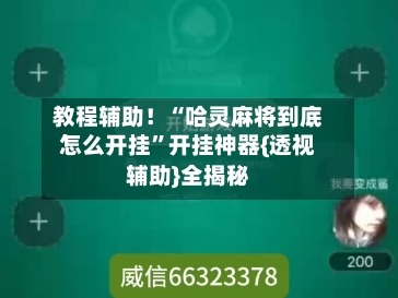 教程辅助！“哈灵麻将到底怎么开挂	”开挂神器{透视辅助}全揭秘-第2张图片