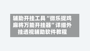 辅助开挂工具“微乐捉鸡麻将万能开挂器	”详细外挂透视辅助软件教程-第2张图片