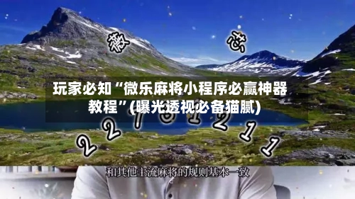 玩家必知“微乐麻将小程序必赢神器教程	”(曝光透视必备猫腻)-第2张图片