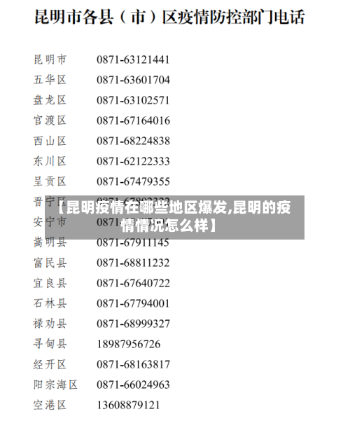 【昆明疫情在哪些地区爆发,昆明的疫情情况怎么样】