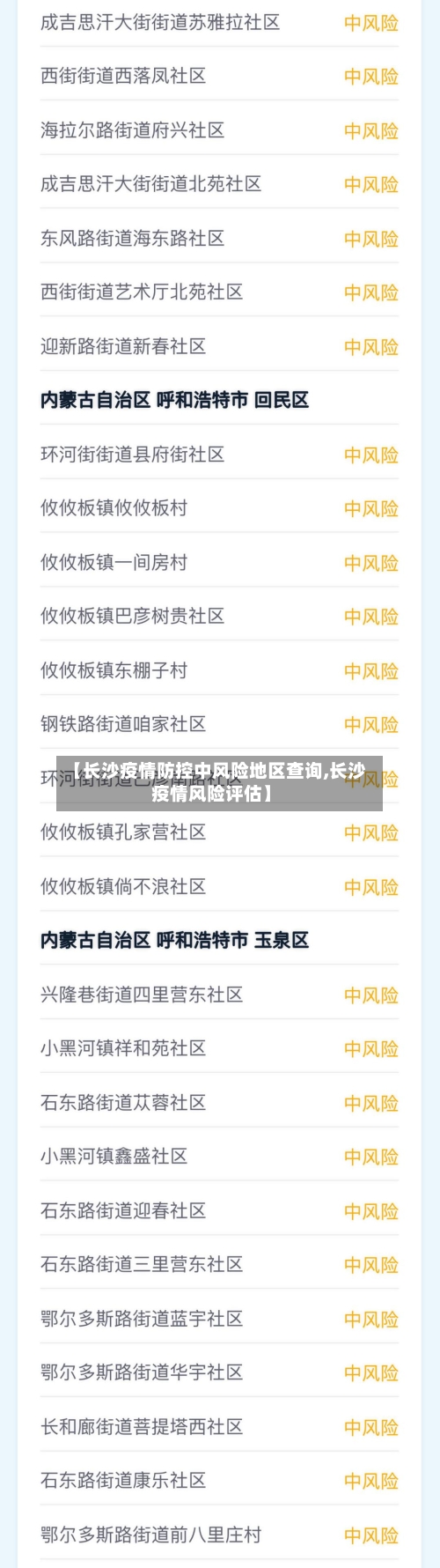 【长沙疫情防控中风险地区查询,长沙疫情风险评估】