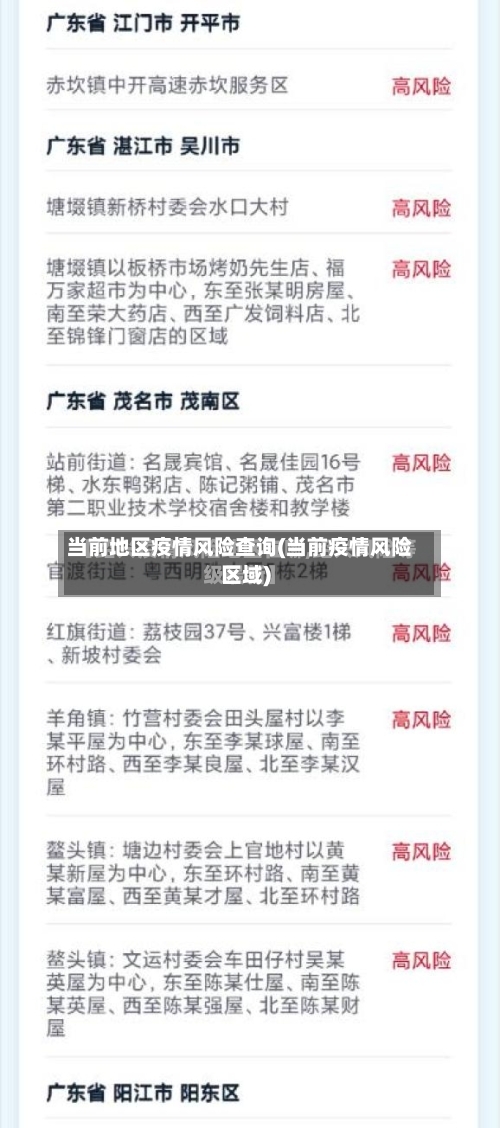 当前地区疫情风险查询(当前疫情风险区域)