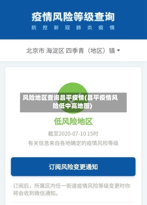 风险地区查询昌平疫情(昌平疫情风险低中高地图)