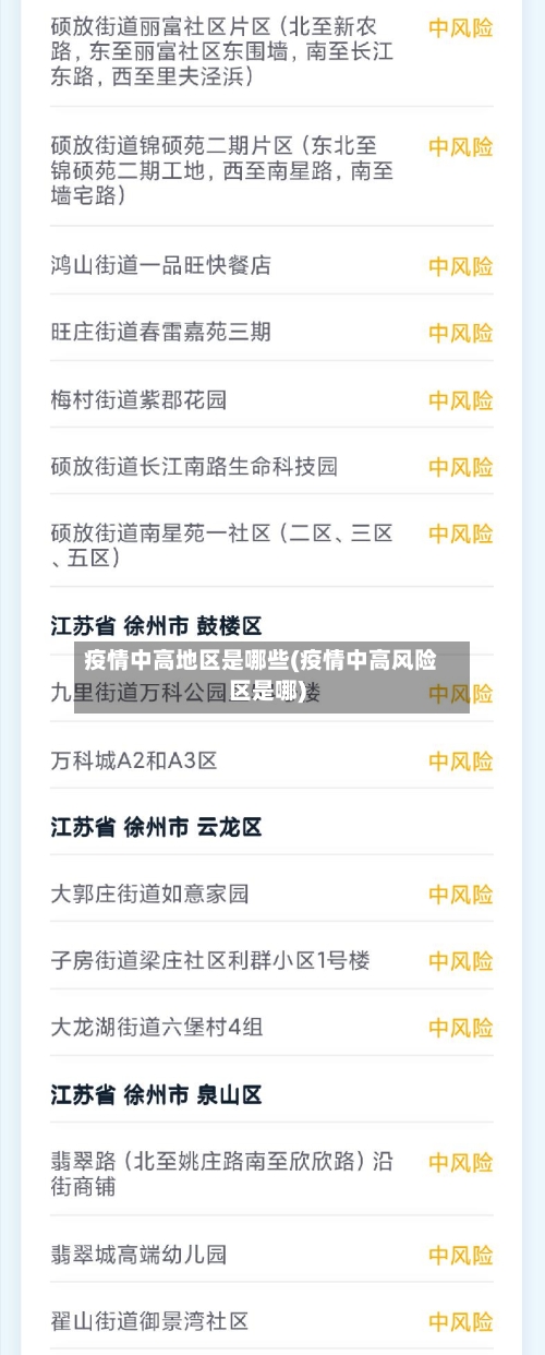 疫情中高地区是哪些(疫情中高风险区是哪)