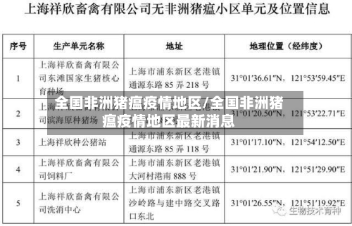 全国非洲猪瘟疫情地区/全国非洲猪瘟疫情地区最新消息