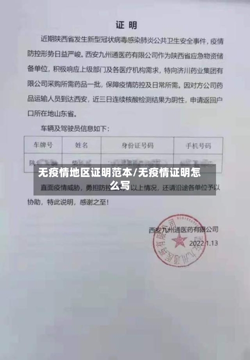 无疫情地区证明范本/无疫情证明怎么写