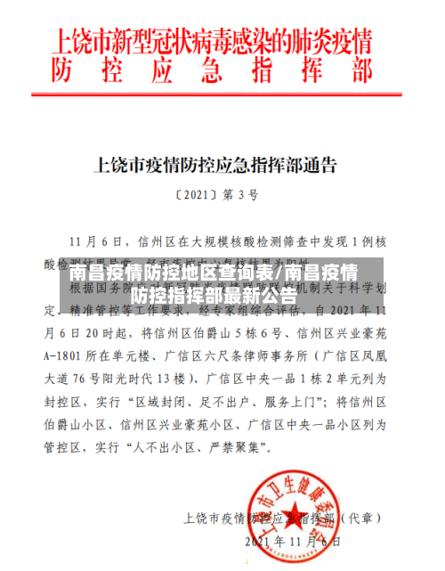 南昌疫情防控地区查询表/南昌疫情防控指挥部最新公告