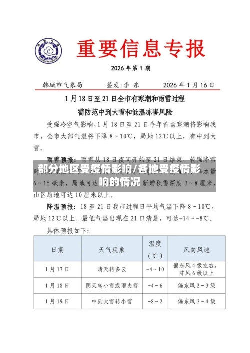 部分地区受疫情影响/各地受疫情影响的情况