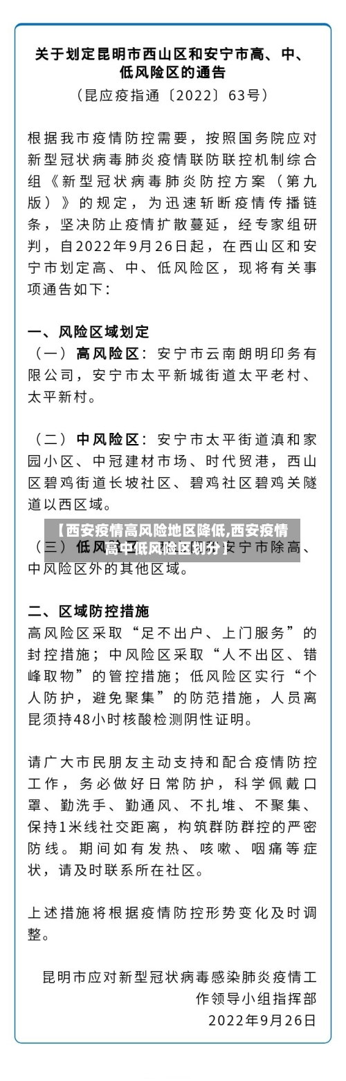 【西安疫情高风险地区降低,西安疫情高中低风险区划分】