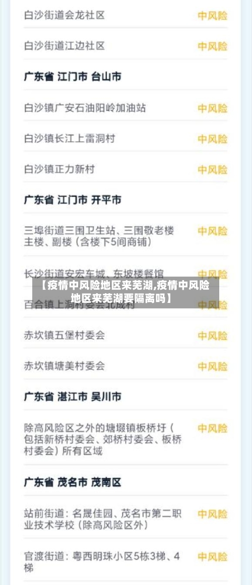 【疫情中风险地区来芜湖,疫情中风险地区来芜湖要隔离吗】
